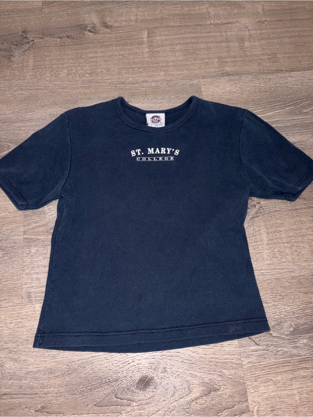 PTM Sports Women's L Navy Crew Neck Short Sleeve St. Mary's College Baby Tee